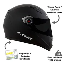 Capacete Ls2 Ff358 Classic Monocolor Preto Fosco Tamanho do capacete 56 Foto mini 2