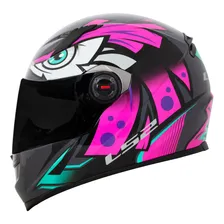 Capacete Ls2 Ff358 Tribal Fucsia Rosa Azul Foto mini 1