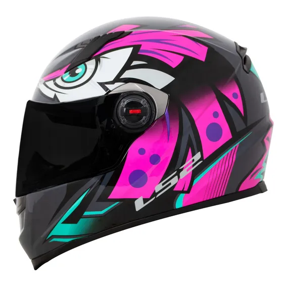 Capacete Ls2 Ff358 Tribal Fucsia Rosa Azul Foto 1