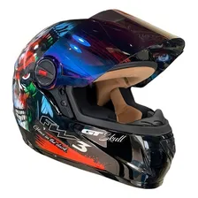 Capacete Moto Fw3 Caveira Viseira Cristal Fumê E Camaleão 56 Foto  mini 1