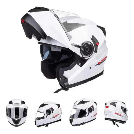 Capacete Moto Texx Gladiator V Capacete Escamoteável Gladiador Articulado Cor Branco Brilhante Tamanho 58 Outlet Foto 1
