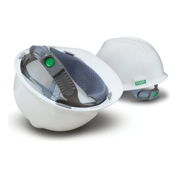 Capacete Msa V-gard Branco Engenheiro Push Key Jugular Foto 1