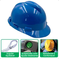 Capacete Msa V-gard Carneira Push Key C/jugular Obra Altura Cor Azul Foto mini 3