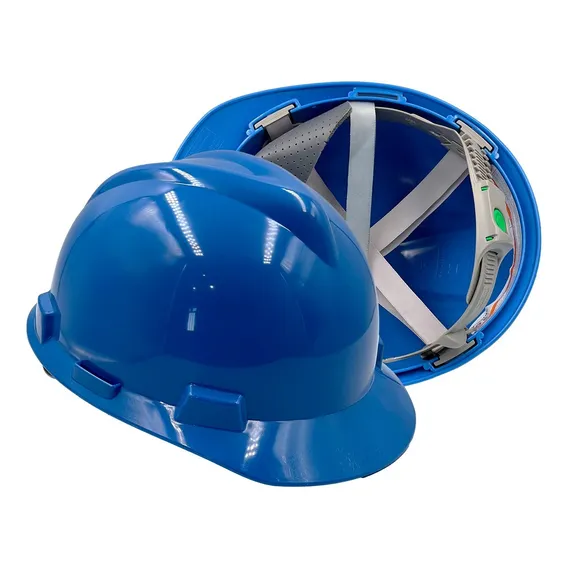 Capacete Msa V-gard Carneira Push Key C/jugular Obra Altura Cor Azul Foto 1