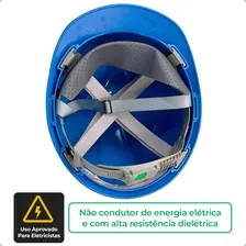 Capacete Msa V-gard Carneira Push Key C/jugular Obra Altura Cor Azul Foto mini 4