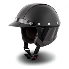 Capacete Para Motos Coquinho Custom Couro Boulevard Harley Cor Preto Tamanho do capacete UNICO Foto  mini 1