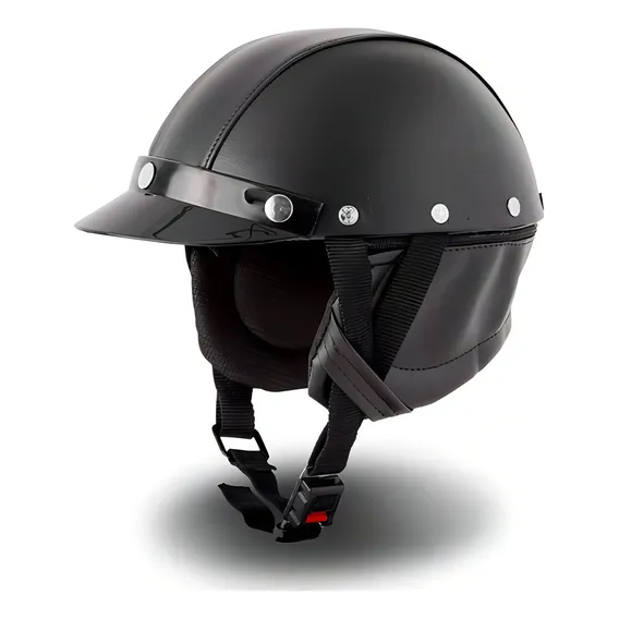 Capacete Para Motos Coquinho Custom Couro Boulevard Harley Cor Preto Tamanho do capacete UNICO Foto 1