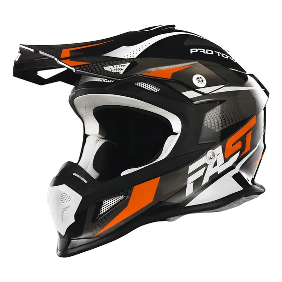 Capacete Para Trilha De Moto Bonito Pro Tork Fast Tech Bom Cor Cinza e laranja Tamanho do capacete 56 Foto 1