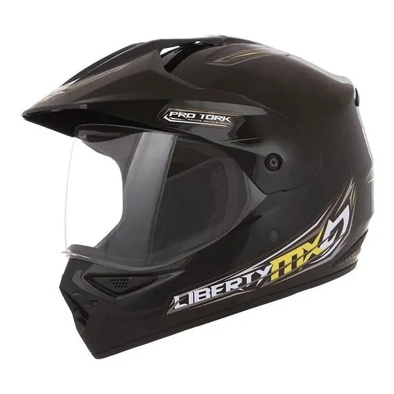 Capacete Pro Tork Liberty Mx Pro Vision Preto Com Viseira 60 Desenho Solid Foto 1