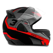 Capacete Robocop Escamoteável V-pro Jet 3 Pro Tork Tam. 60 Cor Preto/Vermelho Foto mini 3