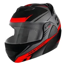 Capacete Robocop Escamoteável V-pro Jet 3 Pro Tork Tam. 60 Cor Preto/Vermelho Foto mini 1