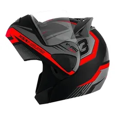 Capacete Robocop Escamoteável V-pro Jet 3 Pro Tork Tam. 60 Cor Preto/Vermelho Foto mini 2