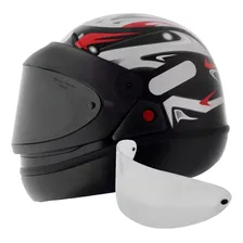 Capacete San Marino Taurus Automático Grafic Preto Brilho 58 Mais Viseira Fume Foto mini 1