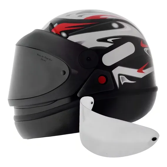 Capacete San Marino Taurus Automático Grafic Preto Brilho 58 Mais Viseira Fume Foto 1