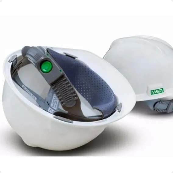Capacete Segurança Msa V-gard Com Carneira Jugular Push Key Cor Branco Foto 1