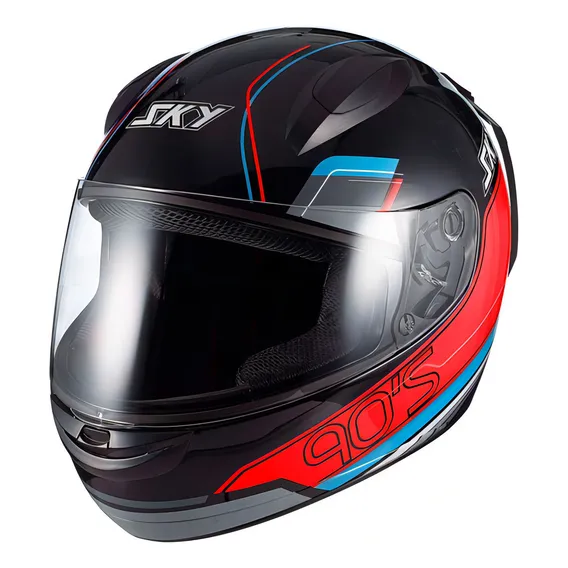 Capacete Sky Two Anos 90 Preto Fosco Transf Cor Vermelho Tamanho do capacete 62 Foto 1