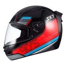 Capacete Sky Two Anos 90 Preto Fosco Transf Cor Vermelho Tamanho do capacete 62 Foto mini  2