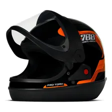 Capacete Sport Moto 788 Preto E Laranja Tamanho 60 Pro Tork Foto mini 3