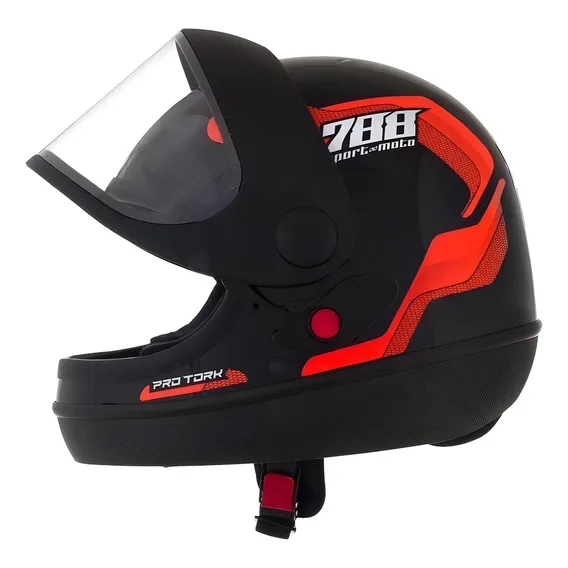 Capacete Sport Moto 788 Preto E Laranja Tamanho 60 Pro Tork Foto 1