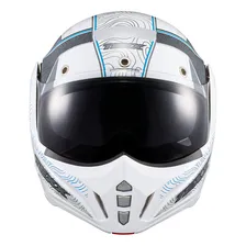 Capacete Texx Stratos Topographic Articulado Robocop Cor Branco Tamanho do capacete 56 Foto mini 4