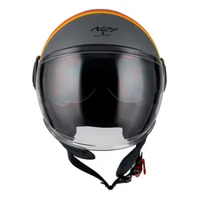 Capacete Top Aberto Moto Nzi Ringway Skyline Preto E Cinza Foto mini  3