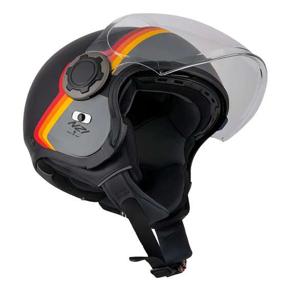 Capacete Top Aberto Moto Nzi Ringway Skyline Preto E Cinza Foto 1