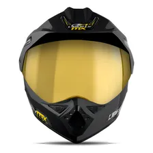Capacete Trilha Cross Piloto Profissional Viseira Dourada Cor Preto Tamanho Do Capacete 58 Foto mini  2