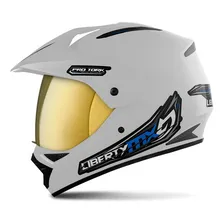 Capacete Trilha Cross Piloto Profissional Viseira Dourada Tamanho Do Capacete 58 Cor Branco Foto mini 1