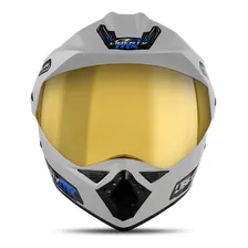 Capacete Trilha Cross Piloto Profissional Viseira Dourada Tamanho Do Capacete 58 Cor Branco Foto mini 2