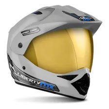 Capacete Trilha Cross Piloto Profissional Viseira Dourada Tamanho Do Capacete 58 Cor Branco Foto mini 3