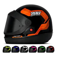 Capacete Vermelho Sport Moto 788 Pro Tork Cor Laranja Viseira Fumê Tamanho Do Capacete 56 Foto mini 1
