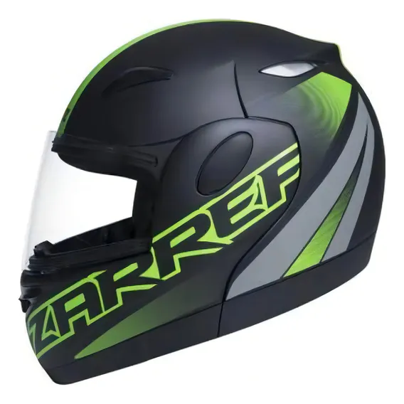 Capacete Zarref V5 Neon Preto Fosco / Verde Robocop Tam 56 Foto 1