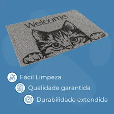 Capacho Tapete De Entrada Vinil Welcome Gato 40x60cm Kapazi Foto mini 3