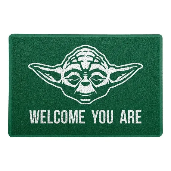 Capacho Tapete Geek Star Wars Mestre Yoda Welcome You Are Cor Verde Foto 1