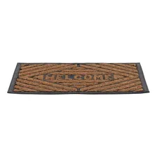 Capacho Tapete Panama Welcome 40x60cm Borracha Fibra De Coco Cor Preto Com Marrom Foto mini  2
