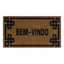 Capacho Tapete Retangular Fibra Coco Estampado Borda Preta Foto mini 1