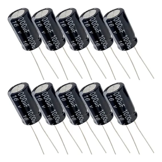 Capacitor Eletrolítico 1000uf 16v - 10 Peças Foto 1