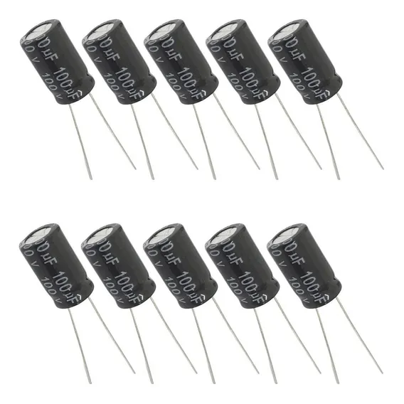 Capacitor Eletrolítico 100uf 100v - 10 Peças Foto 1