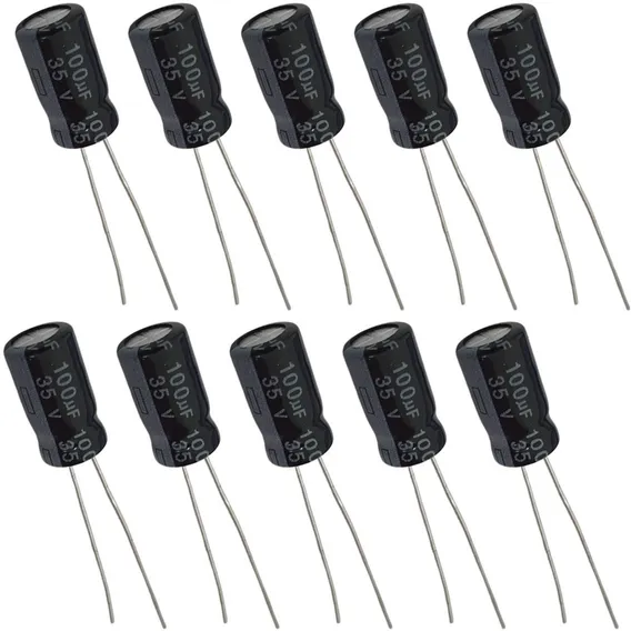 Capacitor Eletrolítico 100uf 35v - 10 Peças Foto 1