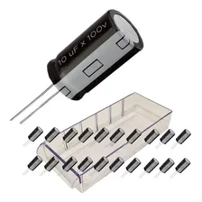 Capacitor Eletrolitico 10uf X 100v (20 Peças) 105º - 10x100 Foto mini  2