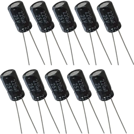 Capacitor Eletrolítico 220uf 25v - 10 Peças Foto 1