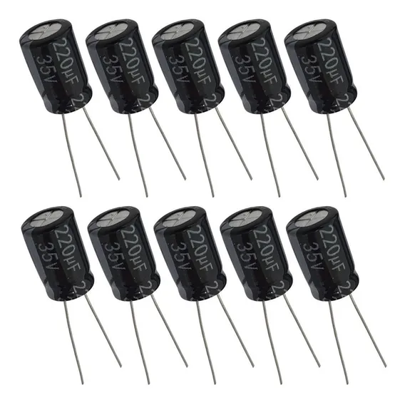 Capacitor Eletrolítico 220uf 35v - 10 Peças Foto 1