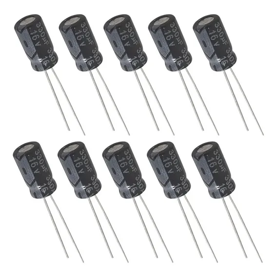 Capacitor Eletrolítico 330uf 16v - 10 Peças Foto 1
