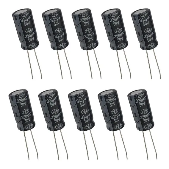 Capacitor Eletrolítico 330uf 50v - 10 Peças Foto 1