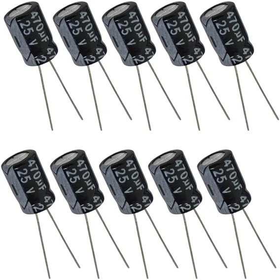 Capacitor Eletrolítico 470uf 25v - 10 Peças Foto 1