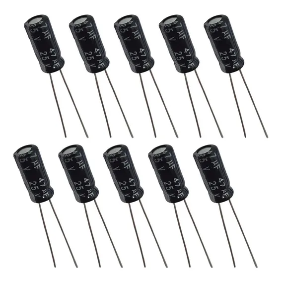 Capacitor Eletrolítico 47uf 25v - 10 Peças Foto 1