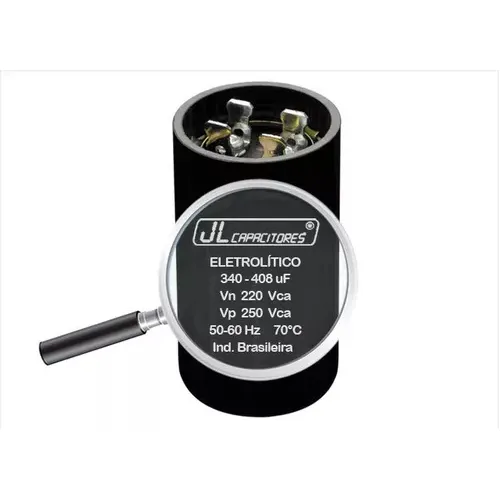 Capacitor eletrolítico Jl Capacitores 340 408 220V CAPACITOR ELETROLITICO Foto 1