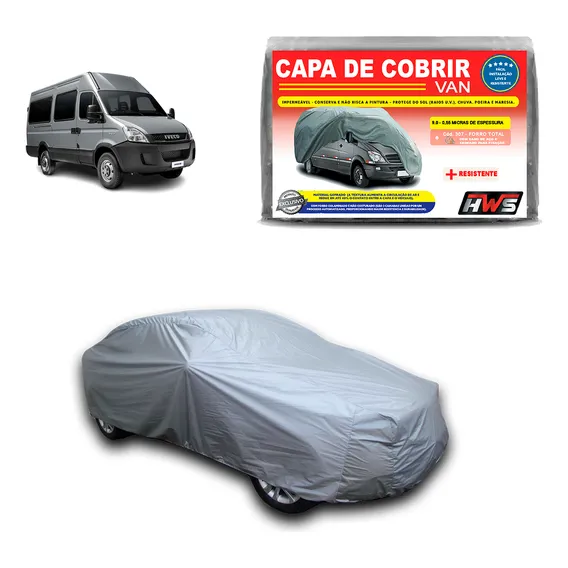 Capas Cobrir Van Forrada Cadeado Impermeável Anti Uv Sol Chuva Linha Cinza Tamanho EXGG Marca Hws Foto 1