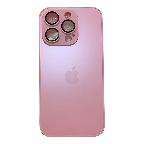 Capinha Para iPhone 15 Ao 11 Case Luxo Vidro Imediato Cor Rosa Liso Foto 1