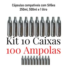 Cápsula Gás Para Chantilly Sifão 100 Ampolas Kit 10 Caixas Foto mini  2